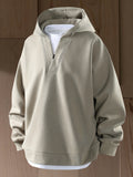 New Autumn 2-in-1 Look V-Neck Hooded Men's Sweatshirt, High-Quality Comfortable Hoodie, Heavyweight Trendy Men's Top - Gray Green