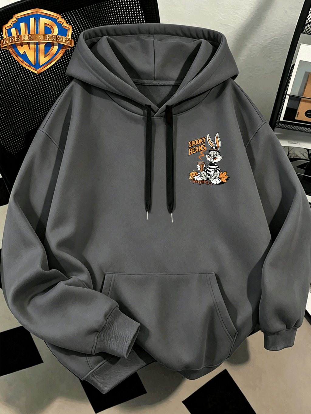 Fashion Hip Hop Print Fashion Brand Casual Versatile Sports Drawstring Pocket Hooded Men'S Sweater, Men'S Autumn And Winter Cute Casual Style, Sports Style Fashion Loose Hoodie, Daily Casual Wear - Dark Gray