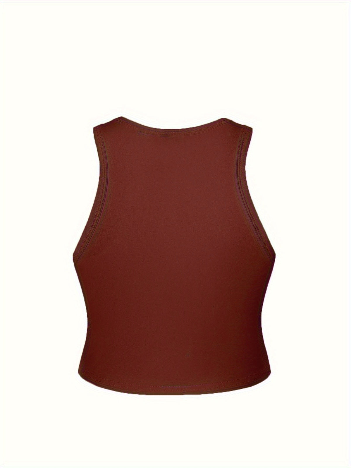 2025 New Trendy Elements Women'S Y2K Fashion Autumn And Summer Popular Retro Round Neck Sleeveless Vest Featuring "Letters, Numbers, Warm Slogans, Messages, And Personal Statements" Printed Patterns. Easy And Stylish, Cute And Sweet - Coffee Brown