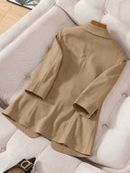 2026 New Premium Solid Color Single-Button Suit Jacket, Elegant 3/4 Sleeve, Comfortable And Breathable Casual Outerwear, Elegant Style Suitable for Daily Spring Summer Autumn, All-Match Temperament Suit - Khaki