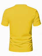 180g 100% Men's V-Neck T-Shirt, Solid Color Short Sleeve Top, Casual Base Layer, "MODA GENTS" Brand, Men's All-Season Daily Wear, Father's Day Gift, Back-to-School Season, Dates & Dinner Parties, Designed Clothing - Yellow