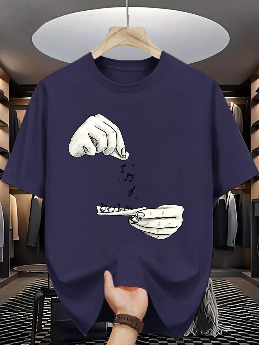 Summer Men's Fashion Graphic Short-Sleeve Letter Print T-Shirt - Royal Blue