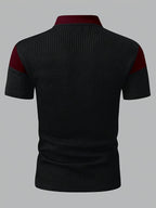 Men'S Casual New POLO Shirt, Soft Textured Fabric, Patchwork Details, Outdoor Casual Business Breathable Short-Sleeve Polo Shirt Golf Shirt - Black&Red