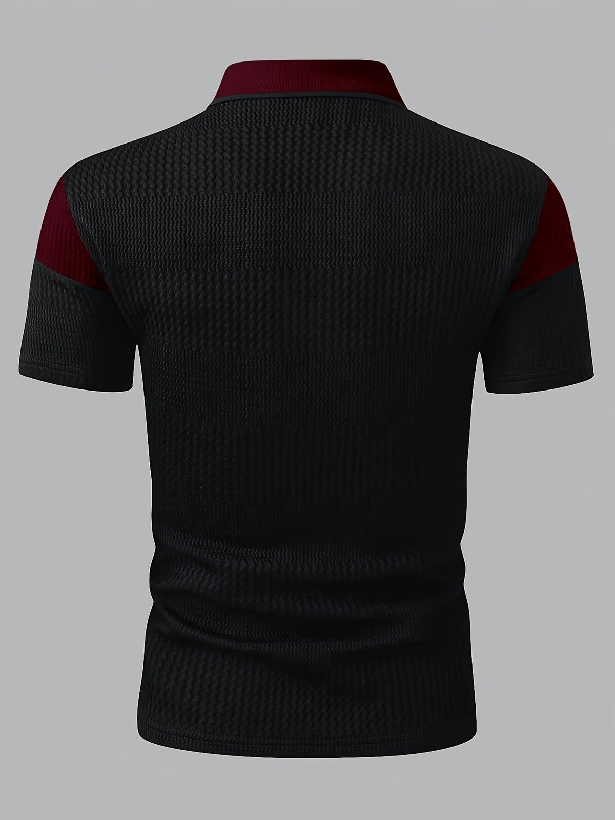 Men'S Casual New POLO Shirt, Soft Textured Fabric, Patchwork Details, Outdoor Casual Business Breathable Short-Sleeve Polo Shirt Golf Shirt - Black&Red