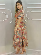 Women's New Elegant Tie Shirt Dress - Casual Dress, Front Bow Detail, Boho Style, Paisley Print, Spring & Summer Vacation - Mixed colors