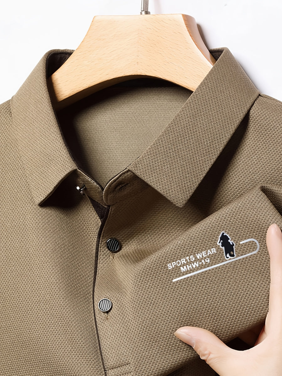 Minimalist Urban Long Sleeve Polo Shirt Portable Daily Commute - Khaki 1
