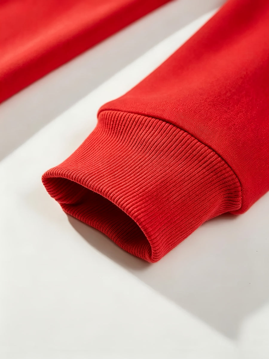 Long Hooded Sweat Dress Women'S Autumn Winter Thickened Fleece Top Women'S Versatile Loose Casual Long Sleeve Hoodie - Red