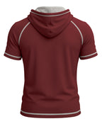 Summer Cross-Border Western Men'S Hooded Short-Sleeve T-Shirt, Color-Block Foreign Men'S Athletic Top - Burgundy