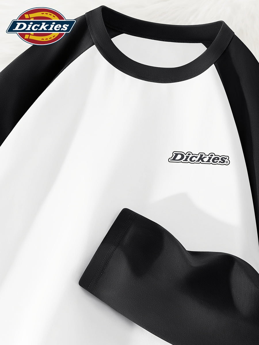 Dickies 2026 New Style Long Sleeve T-Shirt Men'S Spring Trendy American Retro Color-Block Raglan Sleeve Design Pure Tee Men'S All-Color Raglan Round Neck Long T - Black