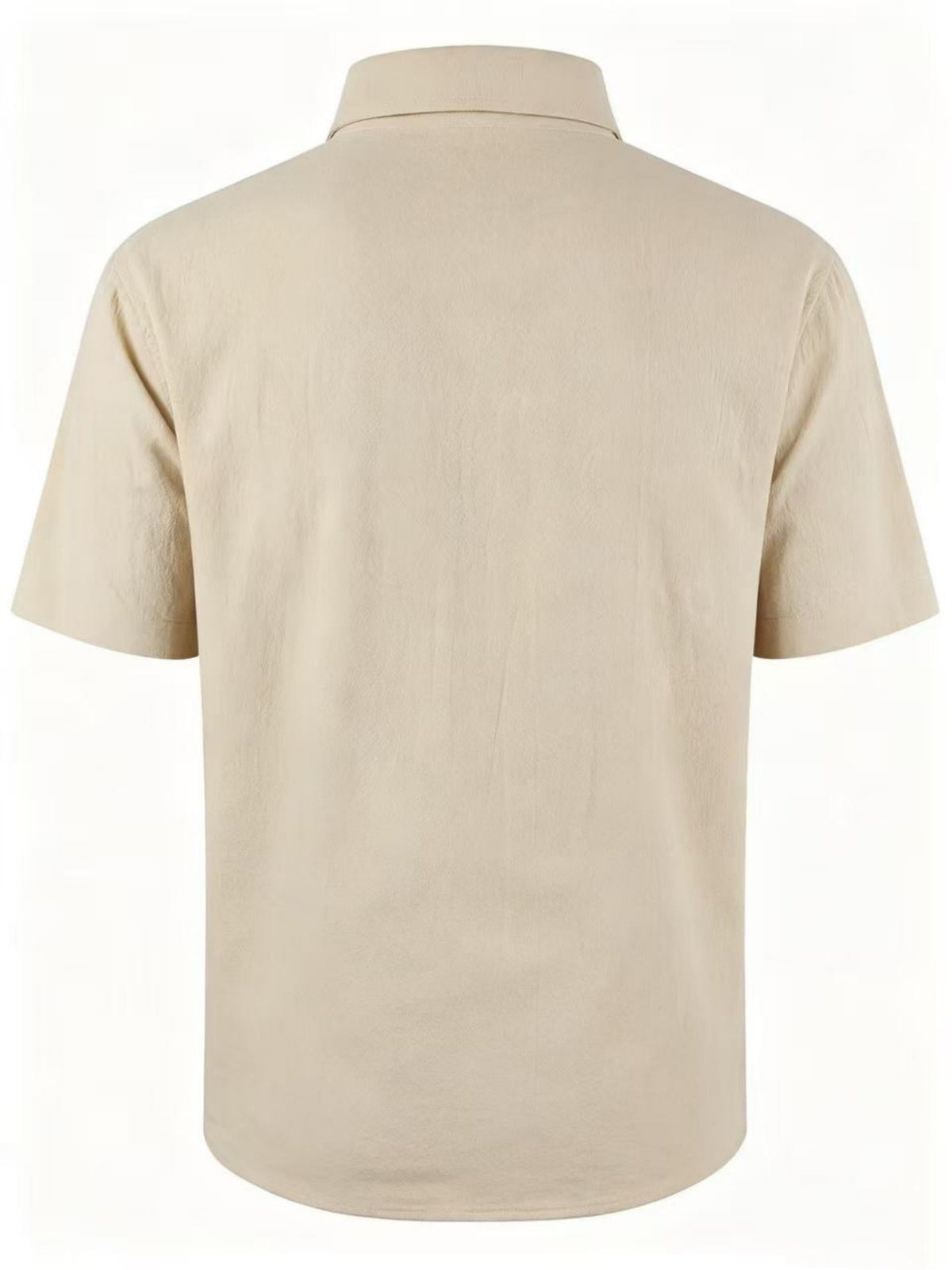 Old Money Style Men's Cuban Collar Short Sleeve Shirt, Linen Texture, Lightweight and Breathable Outdoor Casual Shirt - Apricot