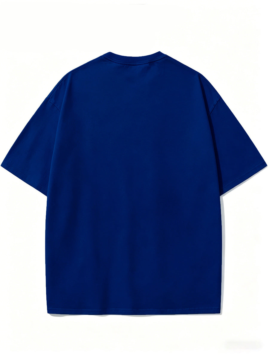 Warner Exclusive, Vintage Street Style Classic Superman "S" Logo Print Design, Men's Summer Basic Daily Casual Short-Sleeve T-Shirt, Suitable for Outdoor Wear, Fitness, Office, and Daily Outfits, an Essential Item for a Basic Wardrobe - Royal Blue