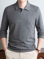 New Autumn/Winter Men's POIO Shirt, Fashionable Casual Long-Sleeve Men's Apparel - Light Grey