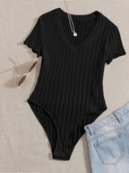 Lettuce Border Ribbed Bodycon Dress - Black
