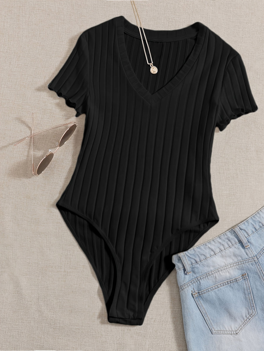 Lettuce Border Ribbed Bodycon Dress - Black