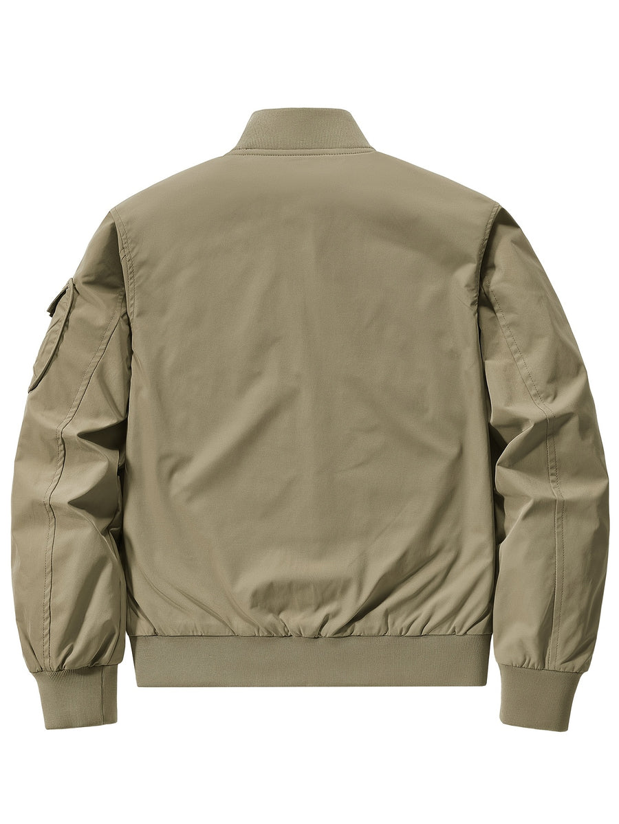Outdoor Casual Loose Top Stand Collar Men'S Spring Autumn Men'S American 3D Pocket Flight Jacket Baseball Uniform Work Jacket Men - Khaki