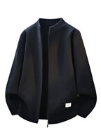 New Autumn And Winter Men'S Stand-Up Collar Knitted Cardigan with Lazy Style, Solid Color Sweater Jacket, Casual And Fashionable Outerwear - Black