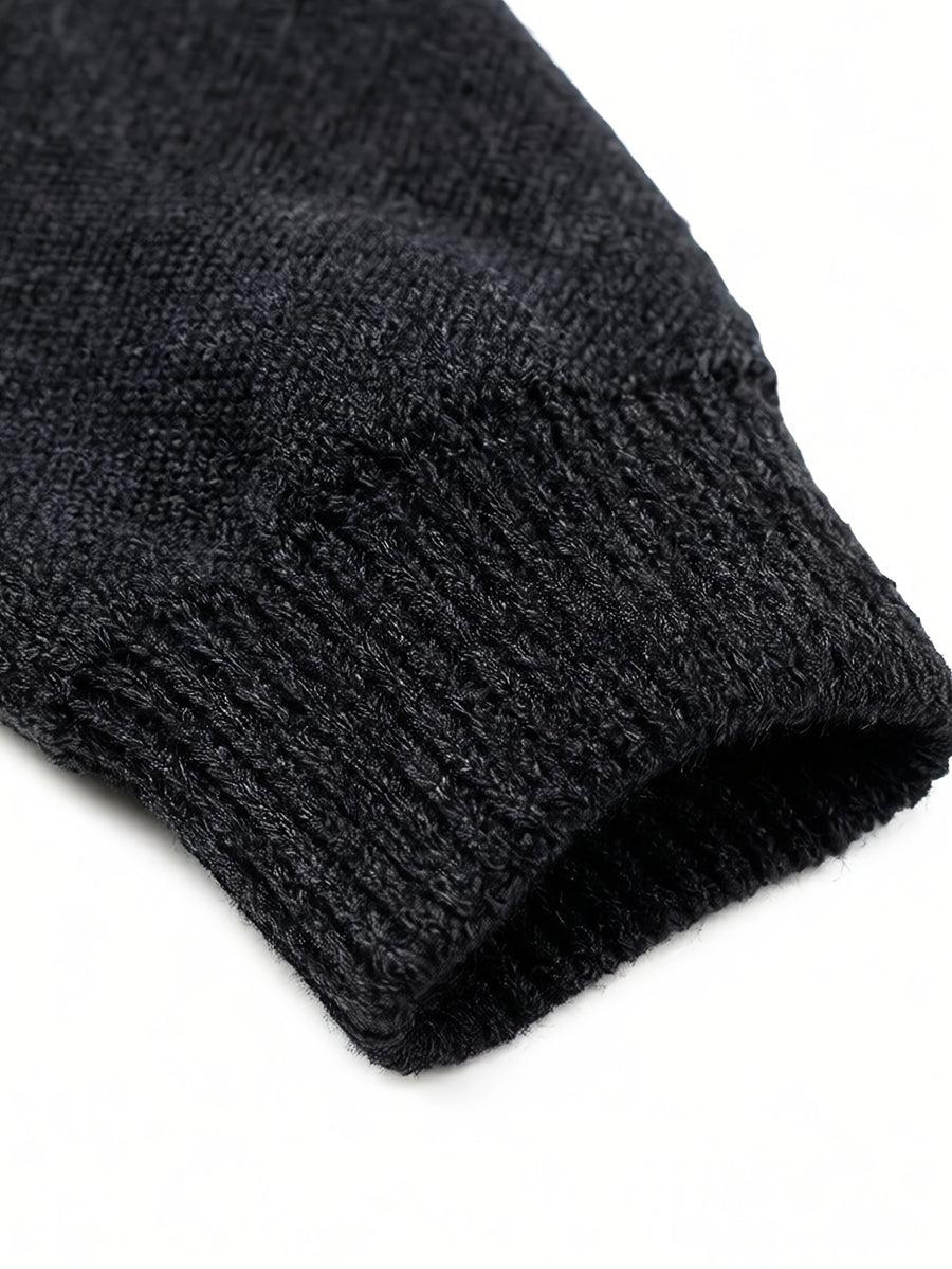 Men'S Faux Two-Piece Shirt Collar Knit Sweater, Commute Style Instant Shape, No Extra Prints, Texture-Driven Quality, Business Casual Dual Compatibility - SINBOS - Black