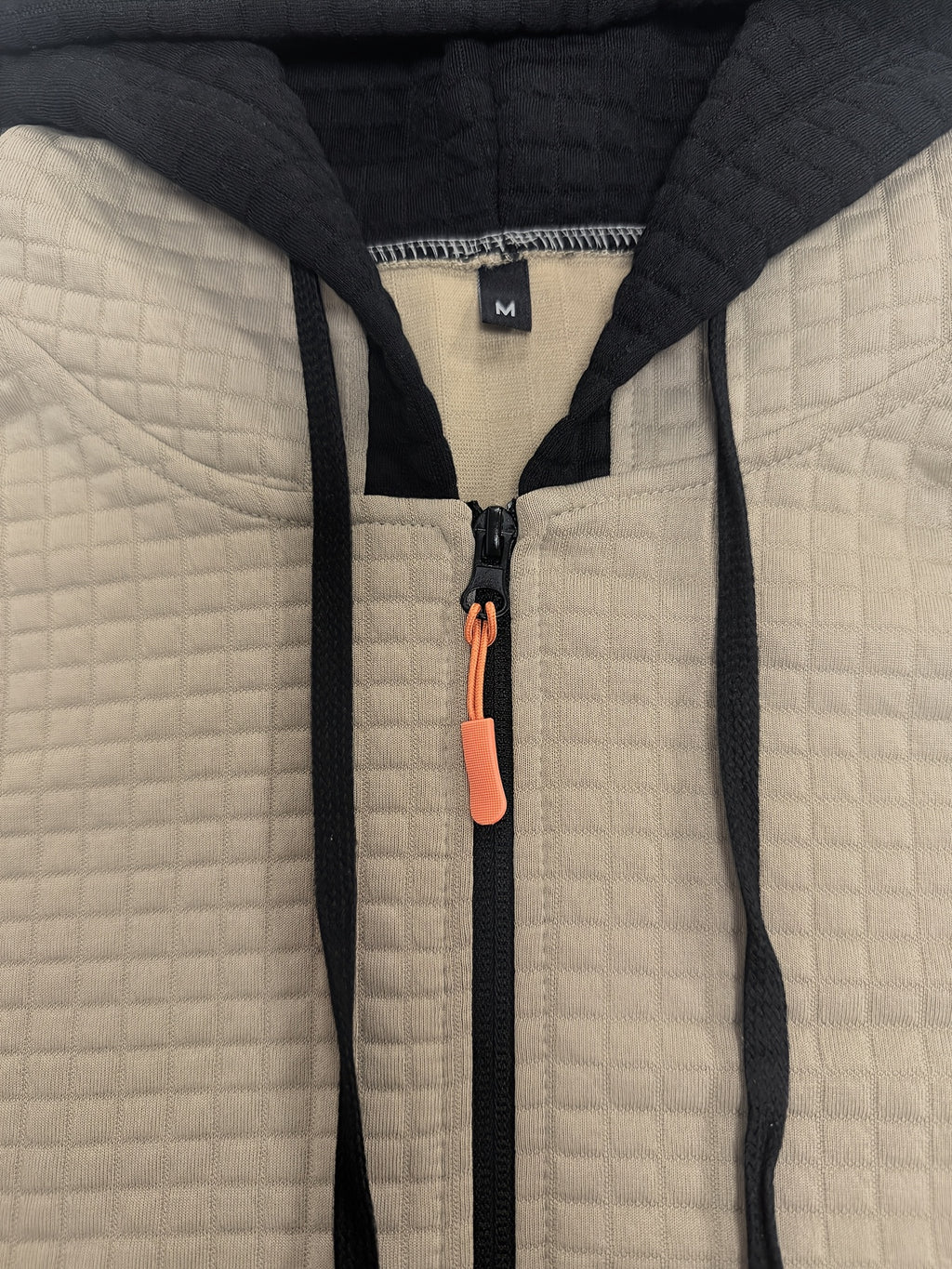 Autumn Winter Men'S Thick Jacquard Long Sleeve Cardigan Hooded Jacket Coat, Fashionable Checkered Jacquard Texture Fabric Comfortable, Suitable for Daily Outings, Outdoor Sports, Travel, And Vacation, Lightweight Comfortable Regular Fit - Khaki
