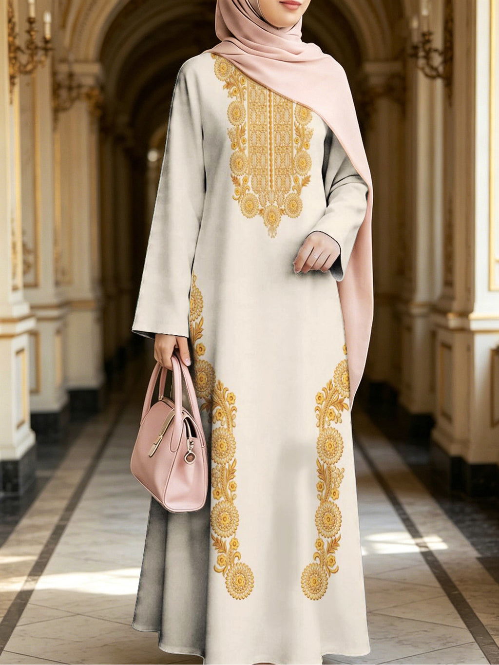 Hot Muslim Women'S Wear Arrives Women'S Dress Classic Loose Fit Middle Eastern Traditional Robe Wealthy Muslim Long Skirt Long Abaya Restoring The Essence of Middle Eastern Traditional Robe, an Elegant Long Dress Suitable for Prayer, Commuting - Multicolor A
