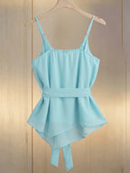New Style Women's Strappy Camisole Vest, Versatile Summer Body-Conforming Base Layer, Elegant Ladies' Inner Top - Sky Blue