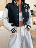 Short Baseball Jacket - Black