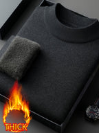 Men's Half-Turtleneck -Lined Thickened Warm Sweater, Featuring a Classic Half-turtleneck Design That Fits Snugly Around the Neck for Wind Protection and Warmth. Solid Color, Simple and Versatile, Suitable for Both Commuting and Daily Wear - Lime