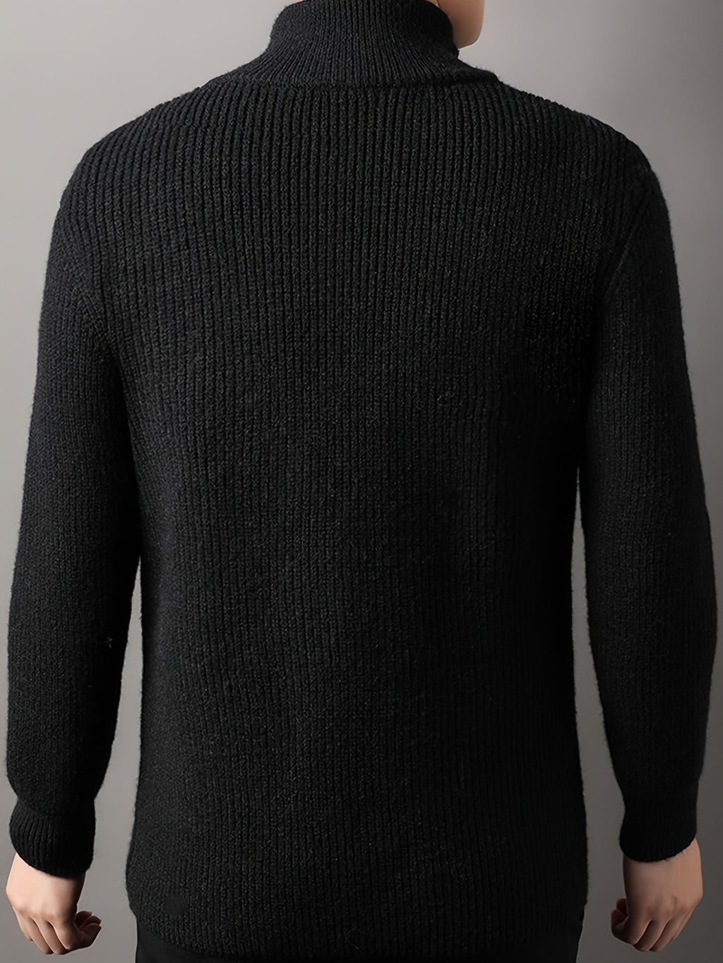 Men's Stand-up Collar Zip-up Knit Cardigan Jacket, Business Casual, Mature and Steady, Suitable for Middle-aged and Young Men, Can Be Worn Alone in Spring and Autumn, and as an Inner Layer in Winter - Black