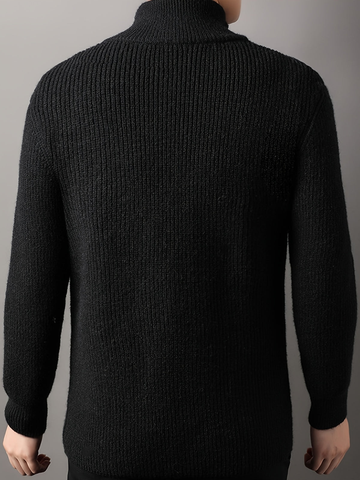 Men's Stand-up Collar Zip-up Knit Cardigan Jacket, Business Casual, Mature and Steady, Suitable for Middle-aged and Young Men, Can Be Worn Alone in Spring and Autumn, and as an Inner Layer in Winter - Black