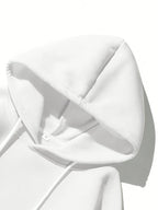 Men's Autumn/Winter Letter Print Pattern -Lined Hooded Sweatshirt, Versatile Sporty Casual Loose Fit Hoodie - White