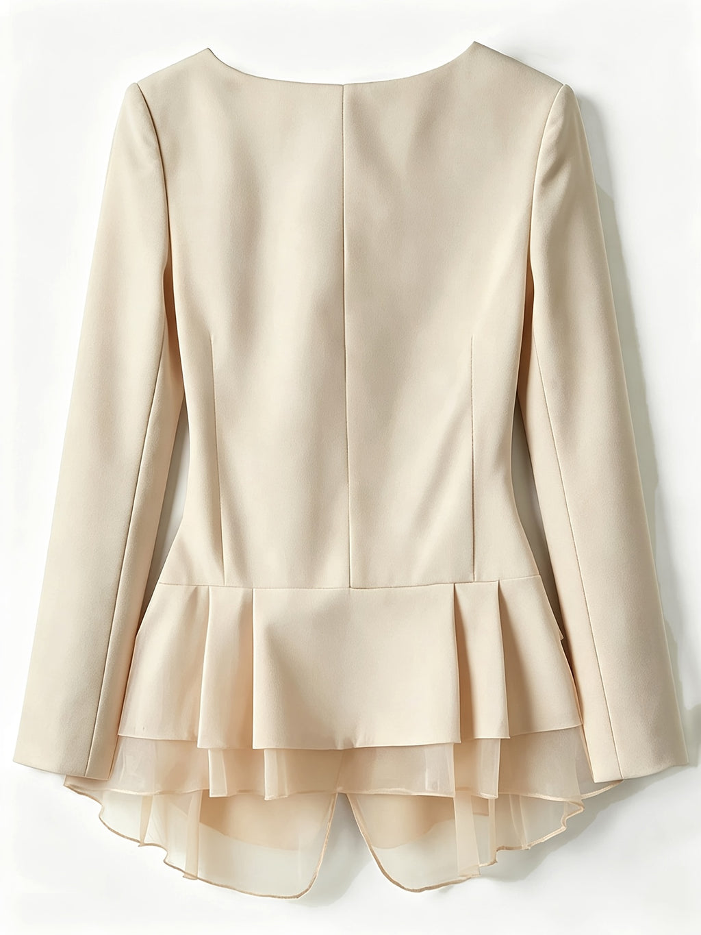 Women'S Blazer, Women'S Top, Long Sleeve, Suitable for Commuting And Office Wear, Contrast Mesh Design, 2026 New Solid Color Jacket, Spring, Summer, Autumn Wear Essential Wardrobe Item, Teacher Outfit, Mom Style - Apricot