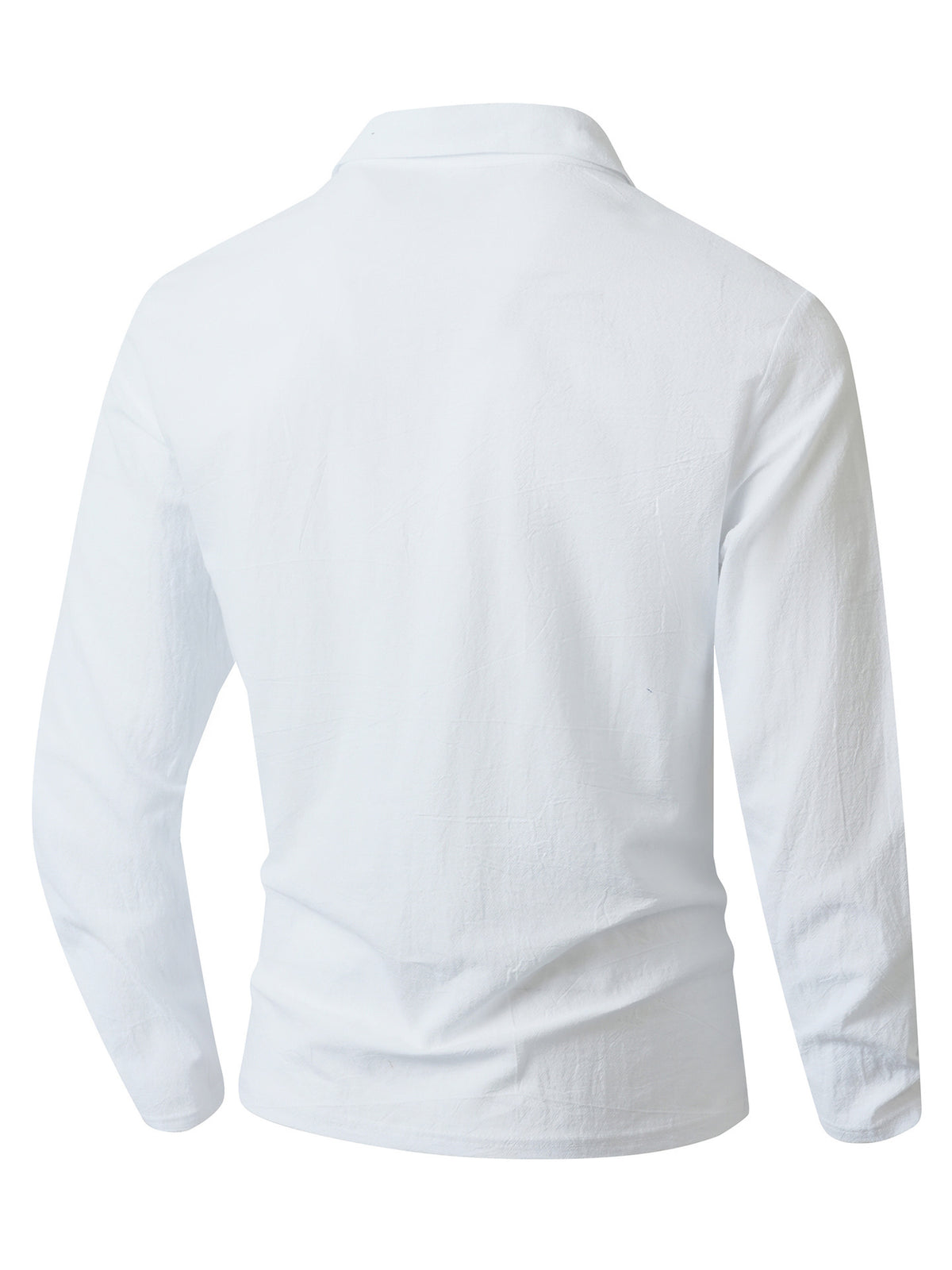 KJ-CX023-YY Old Money Style Men'S Solid Color Henley Lapel Long Sleeve Top V-Neck Pullover Shirt Beach Vacation Casual Shirt Outerwear - White