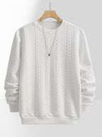2pcs Men's Trendy Fashion Crew Neck Sweatshirt, Casual Streetwear Sweatshirt, Simple Style Long Sleeve T-Shirt, Sporty Long Sleeve Sweatshirt, Men's Casual Apparel - White+White