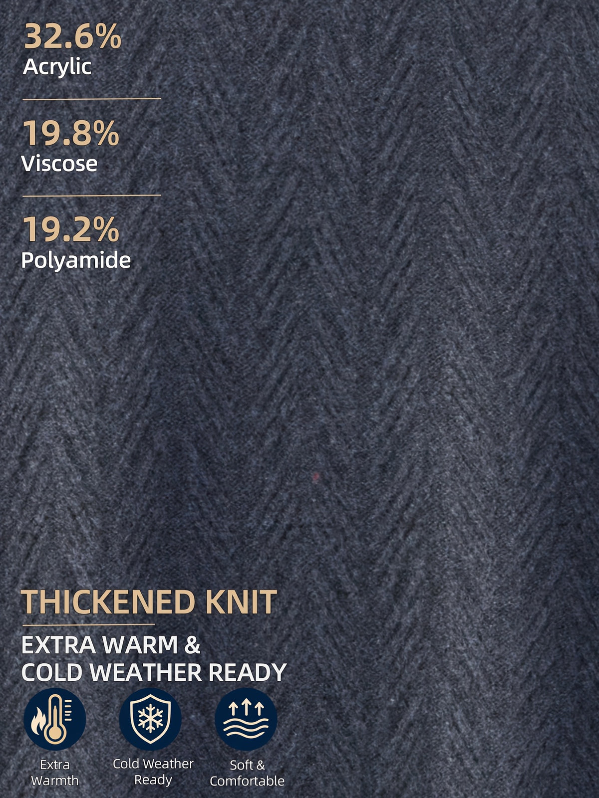 Men's Autumn & Winter Knitted Sweater Vest, Classic V-Neck with Raised Herringbone Texture, Thick & Warm, Timeless Refined Style for Work, Casual Wear, Outdoor Activities & Camping, Ideal Gift for Dad or Husband - Dark Gray