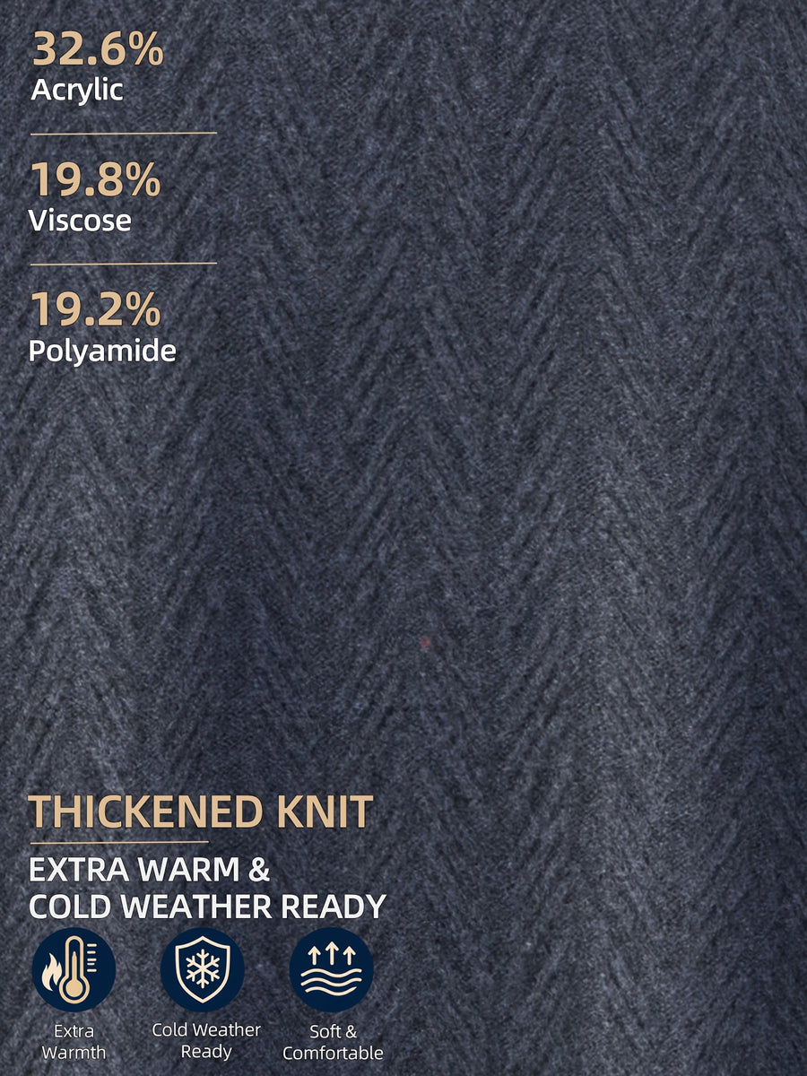 Men's Autumn & Winter Knitted Sweater Vest, Classic V-Neck with Raised Herringbone Texture, Thick & Warm, Timeless Refined Style for Work, Casual Wear, Outdoor Activities & Camping, Ideal Gift for Dad or Husband - Dark Gray