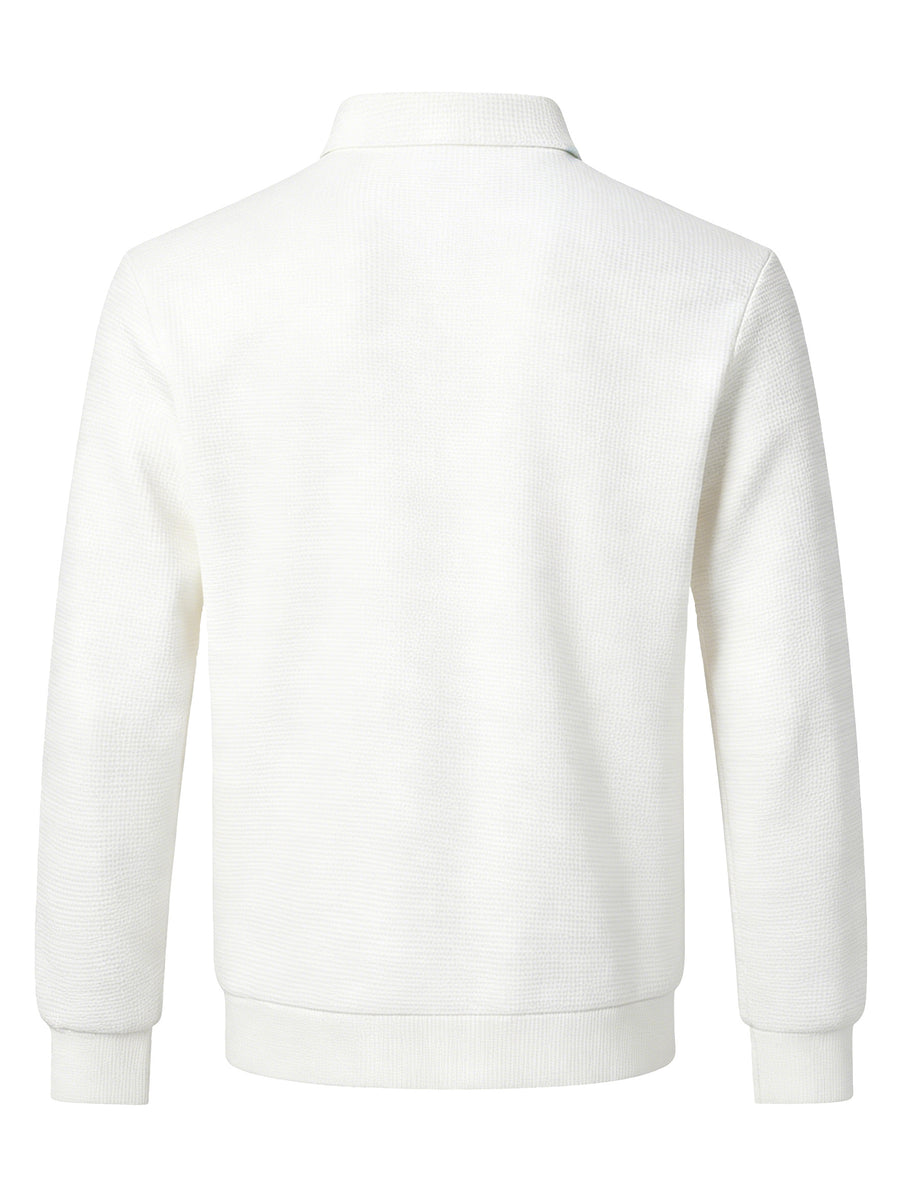 Men'S Casual Lightweight Outdoor Sports Coat, Stylish Lapel Waffle Check Print Jacket - White