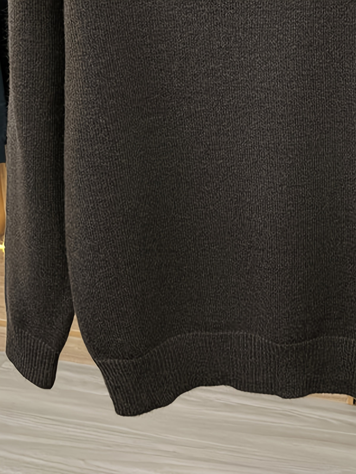 Men'S Lapel Long Sleeve Knit Sweater, Ribbed Cuffs And Hem, Versatile for Casual And Business Wear - Brown