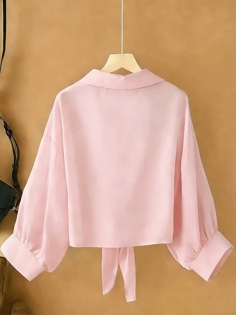 New Batwing Cardigan Short Casual Chiffon Shawl, Sunscreen Breathable Solid Color Women'S Shirt - Pink Color