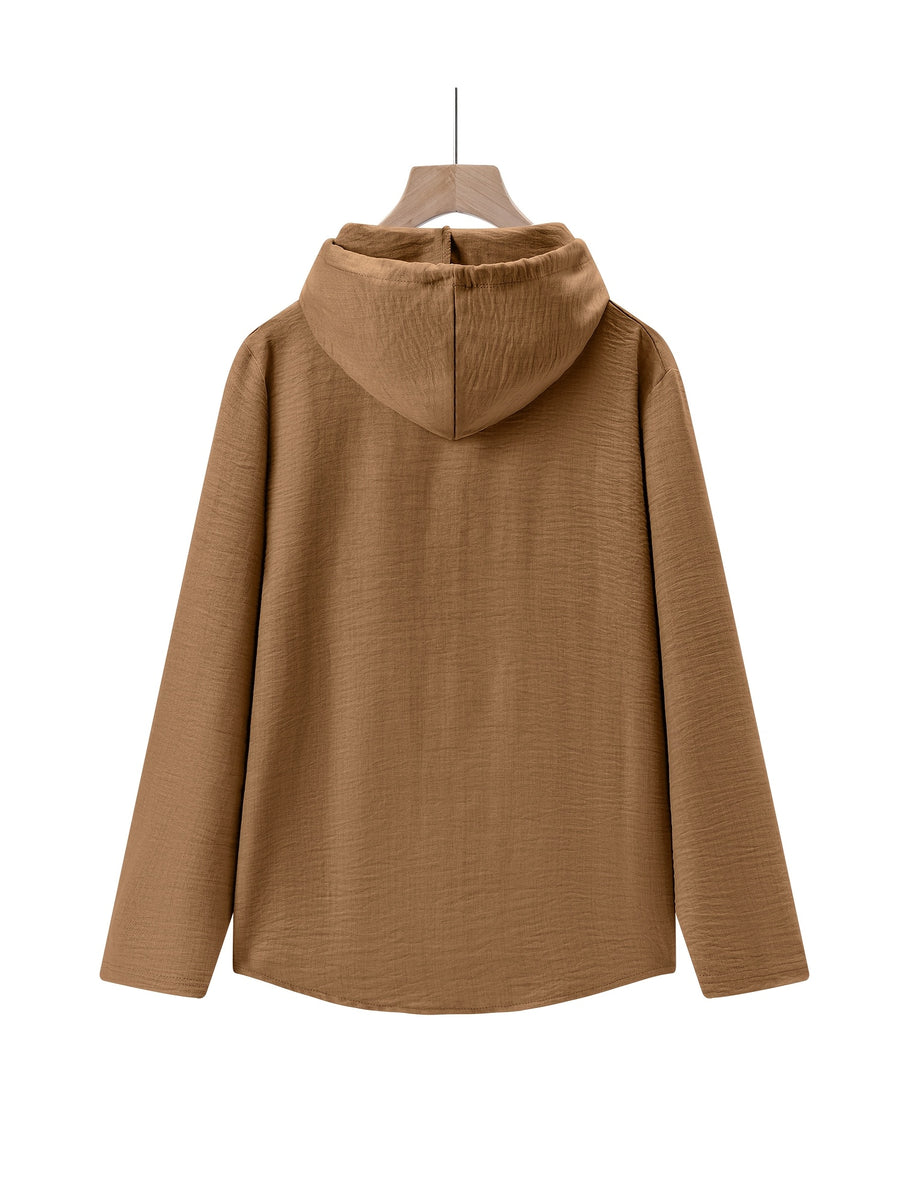 Men'S Breathable Hooded Long Sleeve Beach Henley Base Shirt - Linen