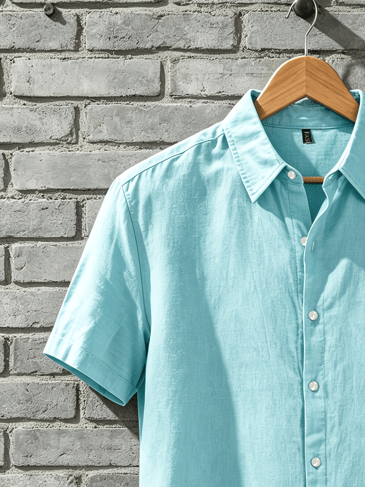 A Versatile Men'S Short-Sleeved Shirt for Summer, Featuring a Easy Solid Color Collar Design And Breathable Fabric for Long-Lasting Freshness. Available in Multiple Colors, It Is Easy to Handle for Casual Commuting. (solely Includes 1 Top) - Mint Green