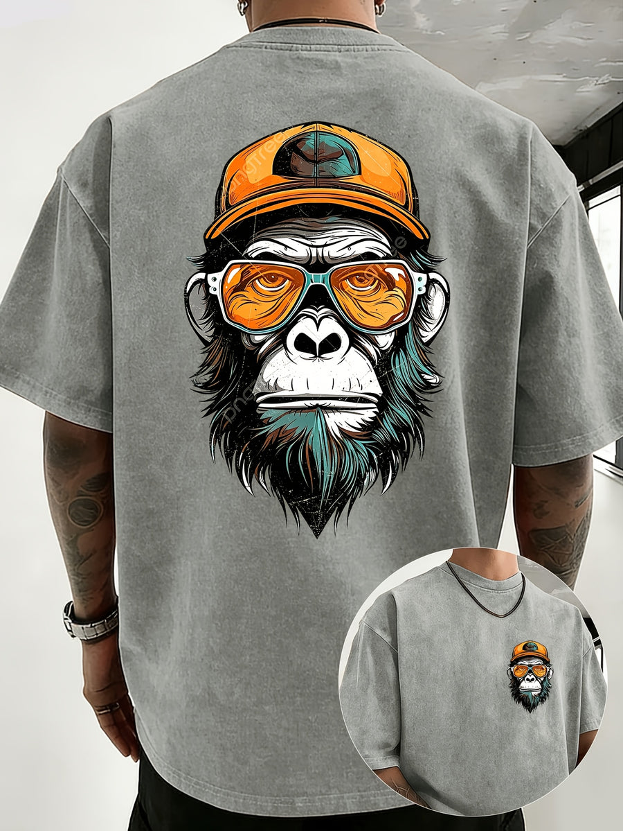 Summer Hot Item Unisex T-Shirt, Retro Distressed Style And Super Good Look! Pure Main Material, Breathable And Skin-Friendly, Comfortable to Wear, Suitable for Casual Commute, Sports Fitness, Outdoor Travel. Double-Sided Positioning Print - Grey