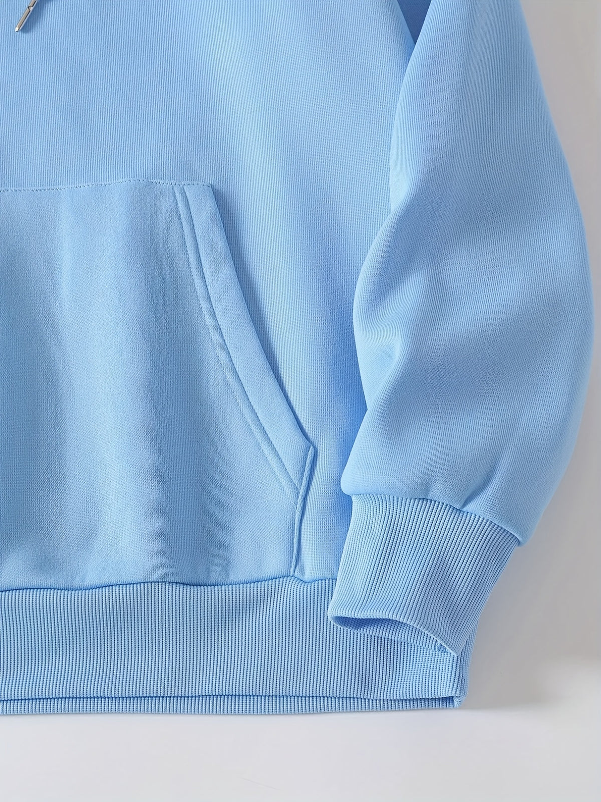 Women's Fashion Four Flower Print Casual Hooded Sweatshirt - Sky Blue