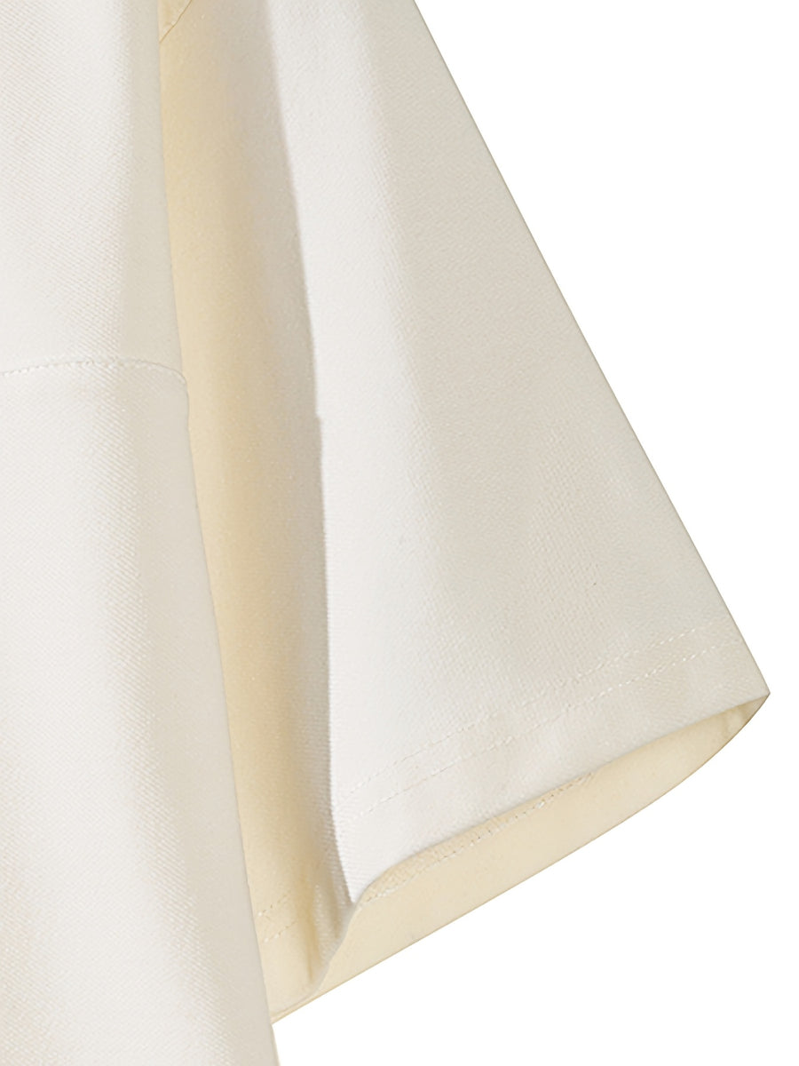 Spring Summer Men'S Short Sleeve, Casual Fashion, Versatile Athletic Top, Solid Color Half-Zip Placket Polo Shirt - White Apricot