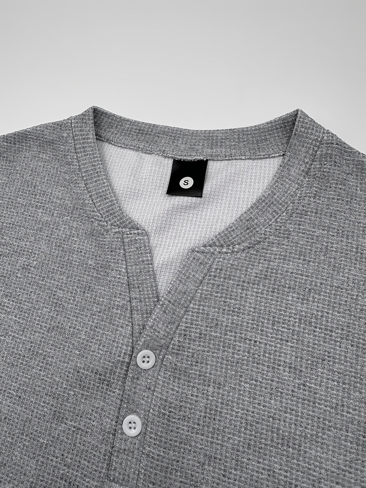 Men'S Henley Short Sleeve T-Shirt by Pearson OBM - A Breathable Waffle Knit Summer Tee Featuring a Button Front, Solid Color V-Neck, Machine Washable for Outdoor And Casual Wear, Stylish Button Details, Lightweight Fabric, And Easy-Care Material - Grey