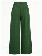 Summer High-Waisted Wide-Leg Pants for Women, High-Quality Draped Loose Straight-Leg Trousers, Casual Pants, Thin Style + Talan - Green