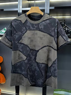 Men'S Casual Sports T-Shirt Summer Premium Short Sleeve American Distressed Individual Trendy Top in Stock - Black