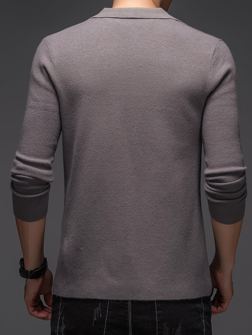[Starry Prosperity] Men'S Solid Color Cardigan Long Sleeve Casual Knit Blazer for Fall/Winter - Coffee Color