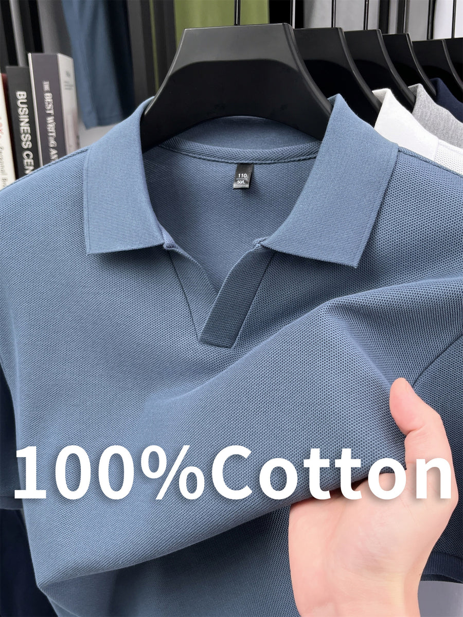 [Pearson OBM] Summer New Men'S Short Sleeve Polo Shirt, Lapel Easy Business Casual Premium Breathable Short Sleeve T-Shirt, Men'S Wear, Hongyang - Grey-blue