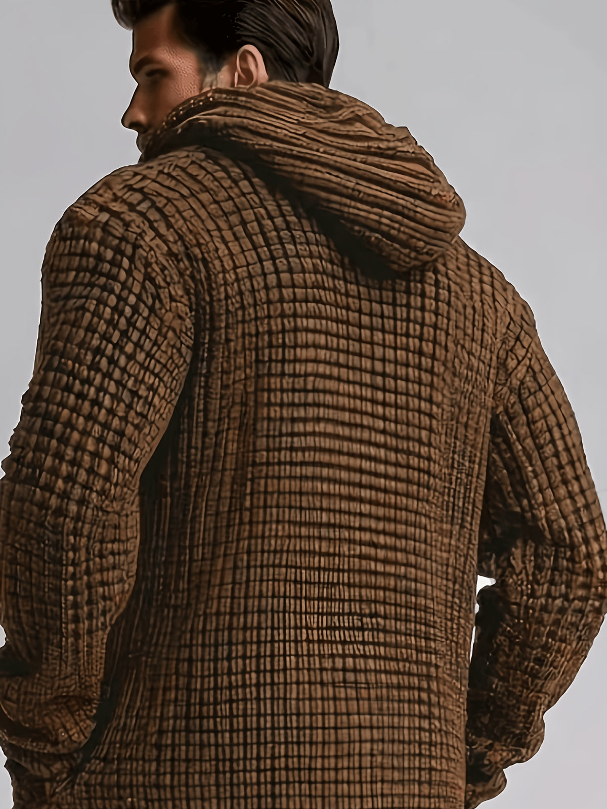 Men's Casual Sport Sweater, Knit Cardigan, Long Hooded Knit Cardigan. The Hooded Design Adds a Casual and Effortless Style, While the Long Length Flatters the Figure. This Simple yet Stylish Piece Is Perfect for Autumn and Winter, Offering Warmth - Reddish Brown