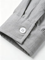 Men's Linen Long-sleeve Shirt, Small Stand-up Collar Button- Casual Shirt, Solid Color Simple and Versatile Style, Suitable for Spring and Autumn Outdoor Activities, Travel and Vacation, and Daily Commuting Wear - Space Gray