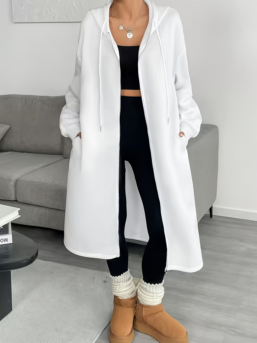 Women's Fashion Color Block Zip-Up Jacket - White